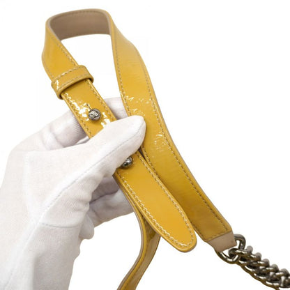 Chanel Shoulder Bag Boy Chanel/v-stitch Patent Leather Yellow Silver Hardware