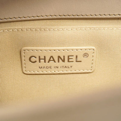 Chanel Shoulder Bag Boy Chanel/v-stitch Patent Leather Yellow Silver Hardware