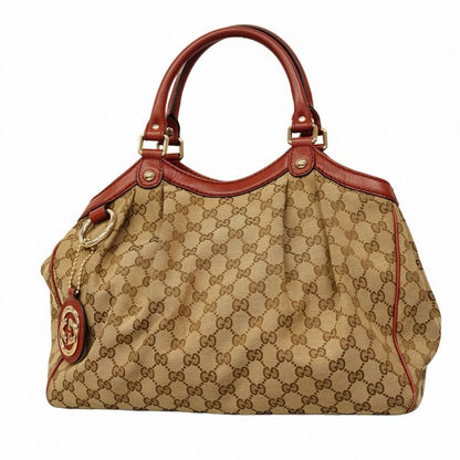 Gucci Handbag GG Canvas Sookie 211944 Canvas Brown Chien Pan Gold Hardware Women