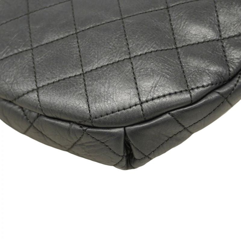 Chanel Waist Bag Matelasse Leather Black Silver Hardware Women