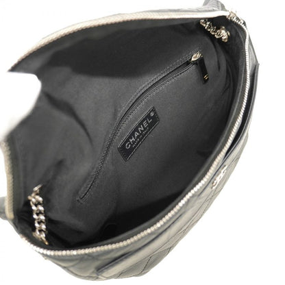 Chanel Waist Bag Matelasse Leather Black Silver Hardware Women