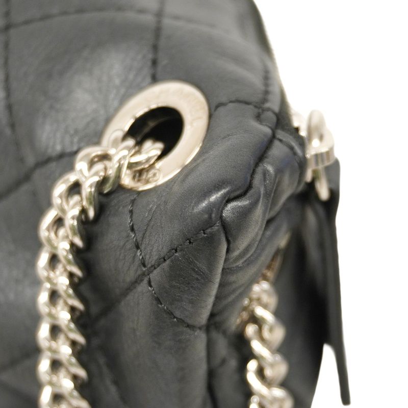 Chanel Waist Bag Matelasse Leather Black Silver Hardware Women