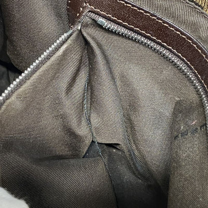 Fendi Shoulder Bag Zucca Nylon Canvas Brown Silver Hardware Women