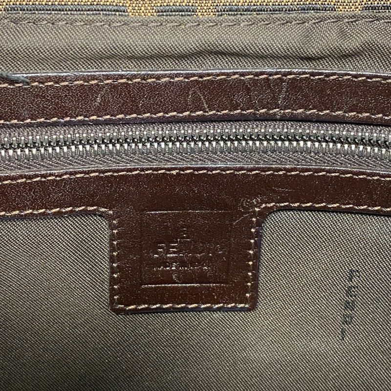 Fendi Shoulder Bag Zucca Nylon Canvas Brown Silver Hardware Women