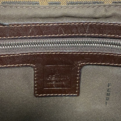 Fendi Shoulder Bag Zucca Nylon Canvas Brown Silver Hardware Women
