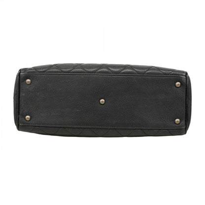 Chanel Handbag Matelasse Caviar Skin Black Silver Hardware Women