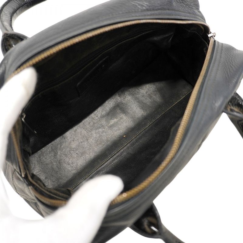 Chanel Handbag Matelasse Caviar Skin Black Silver Hardware Women