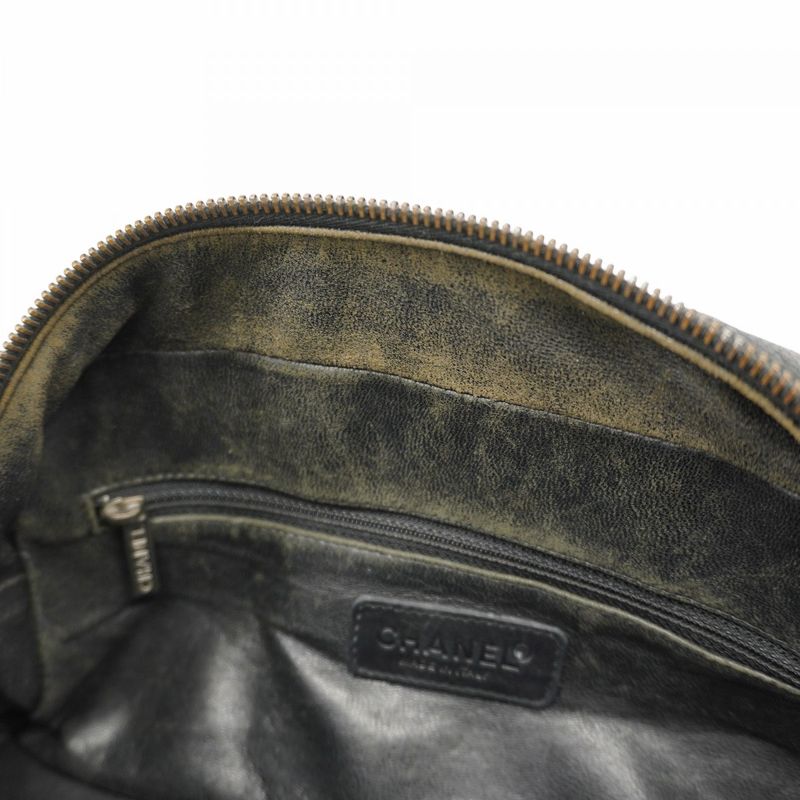 Chanel Handbag Matelasse Caviar Skin Black Silver Hardware Women