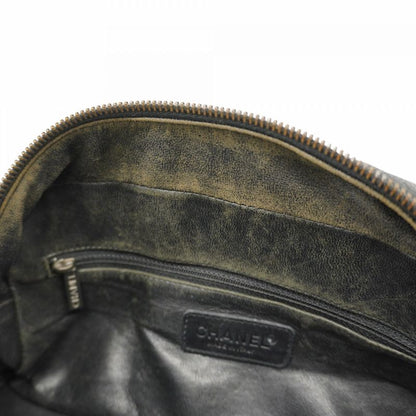 Chanel Handbag Matelasse Caviar Skin Black Silver Hardware Women