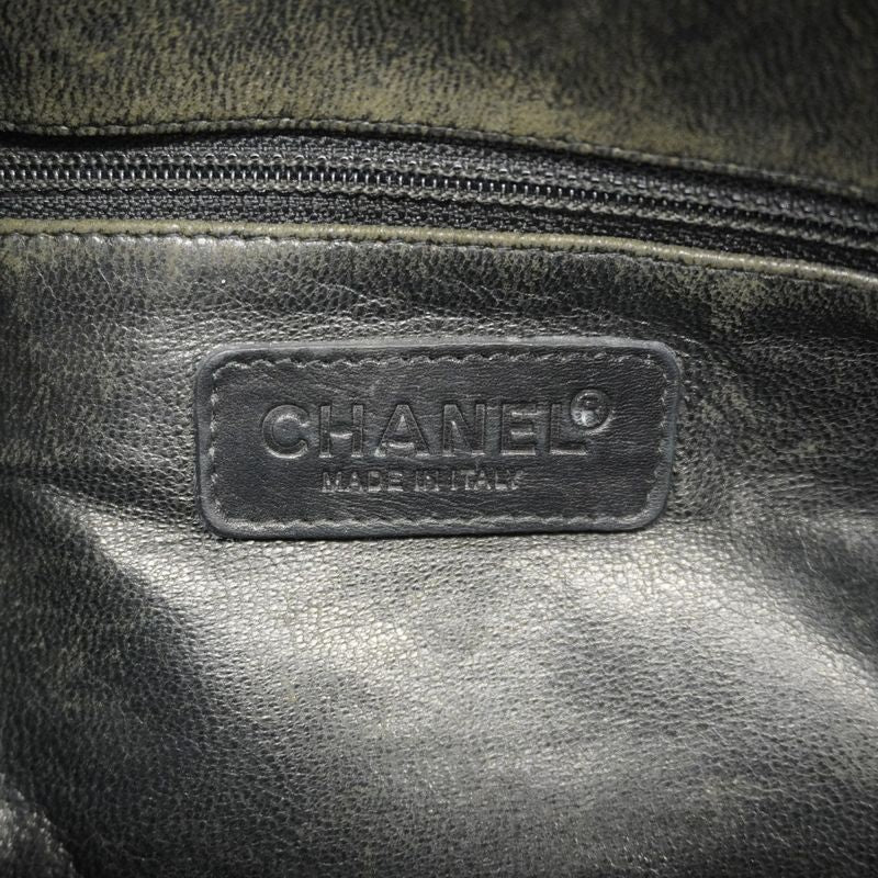 Chanel Handbag Matelasse Caviar Skin Black Silver Hardware Women