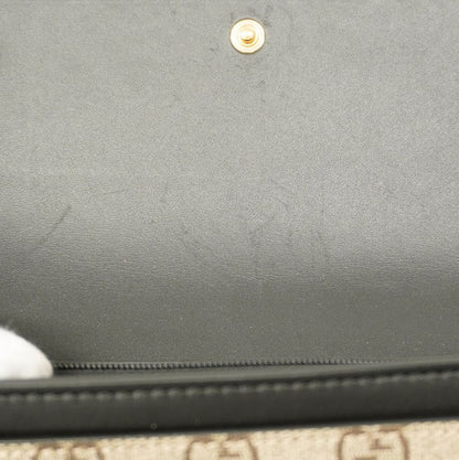 Gucci Long Wallet GG Supreme 779785 PVC Black Brown Gold Hardware Women
