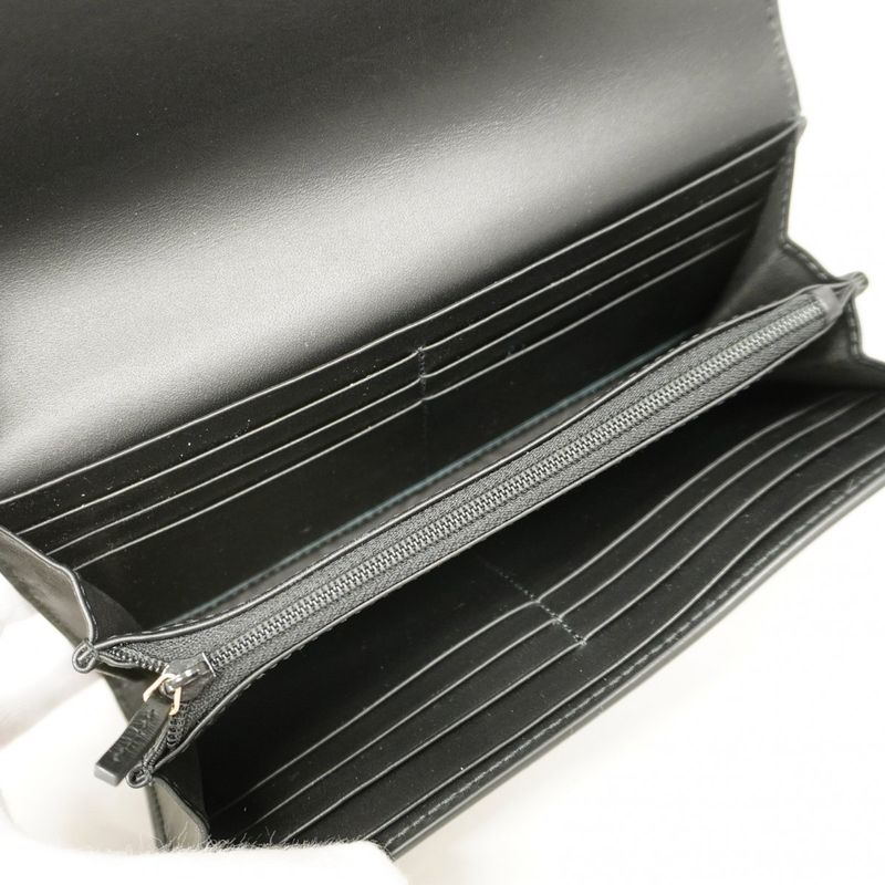 Gucci Long Wallet GG Supreme 779785 PVC Black Brown Gold Hardware Women