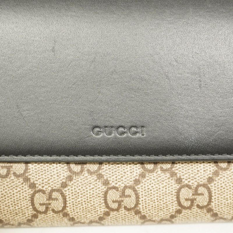 Gucci Long Wallet GG Supreme 779785 PVC Black Brown Gold Hardware Women