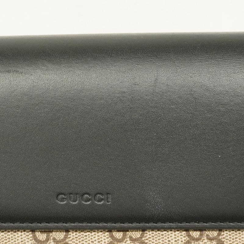 Gucci Long Wallet GG Supreme 779785 PVC Black Brown Gold Hardware Women