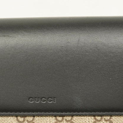 Gucci Long Wallet GG Supreme 779785 PVC Black Brown Gold Hardware Women