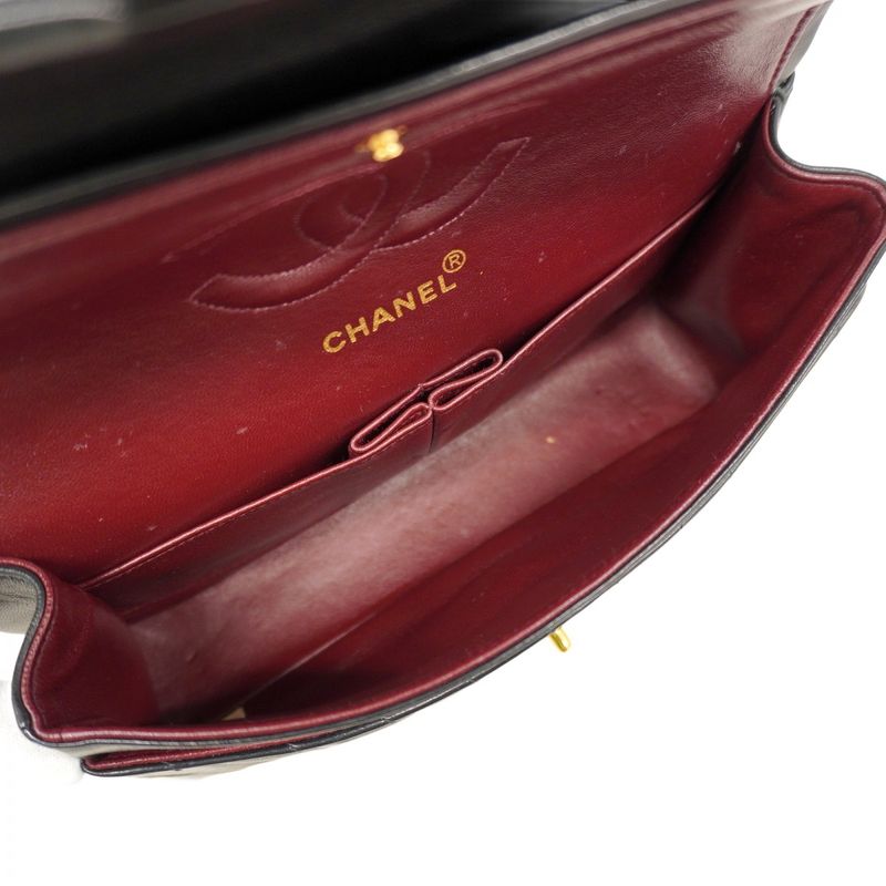 Chanel Shoulder Bag V-stitched Lambskin Black Gold Hardware Women