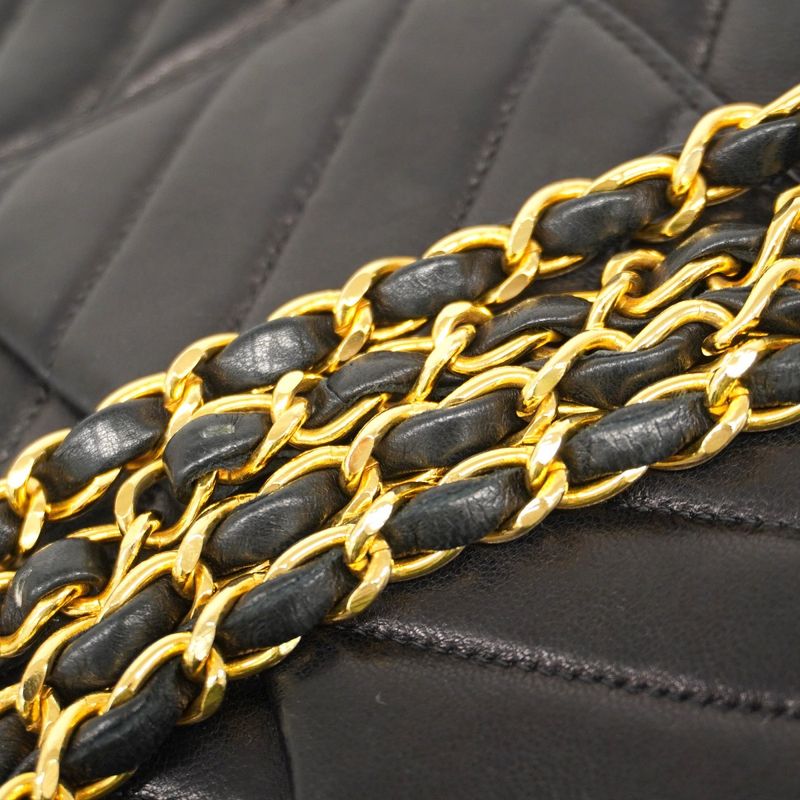 Chanel Shoulder Bag V-stitched Lambskin Black Gold Hardware Women