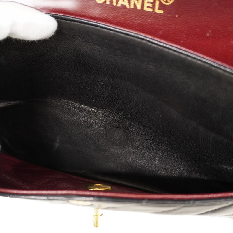 Chanel Shoulder Bag V-stitched Lambskin Black Gold Hardware Women