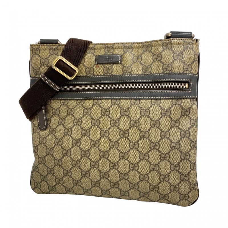 Gucci Shoulder Bag GG Supreme 295257 PVC Brown Chien Pan Gold Hardware Women