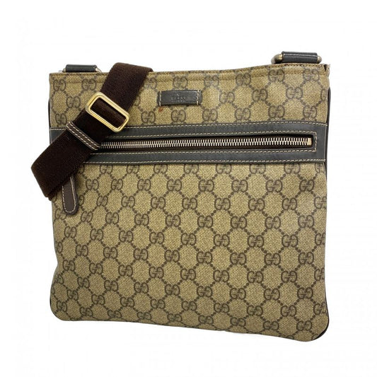 Gucci Shoulder Bag GG Supreme 295257 PVC Brown Chien Pan Gold Hardware Women