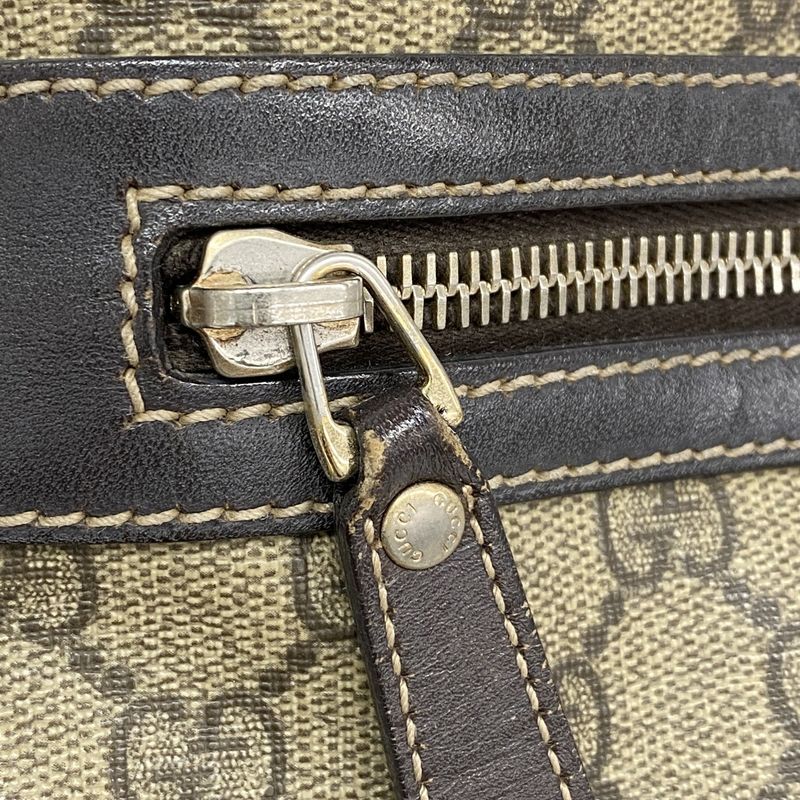 Gucci Shoulder Bag GG Supreme 295257 PVC Brown Chien Pan Gold Hardware Women