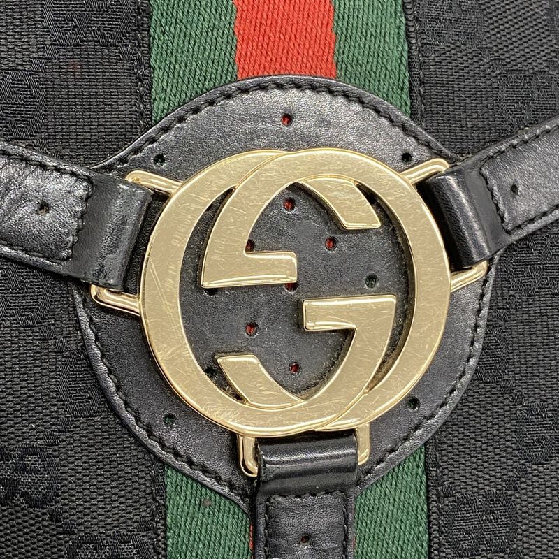 Gucci Handbag GG Canvas/sherry Line Interlocking G 114875 Canvas Black Chien