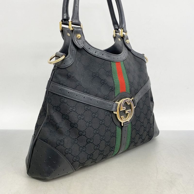 Gucci Handbag GG Canvas/sherry Line Interlocking G 114875 Canvas Black Chien