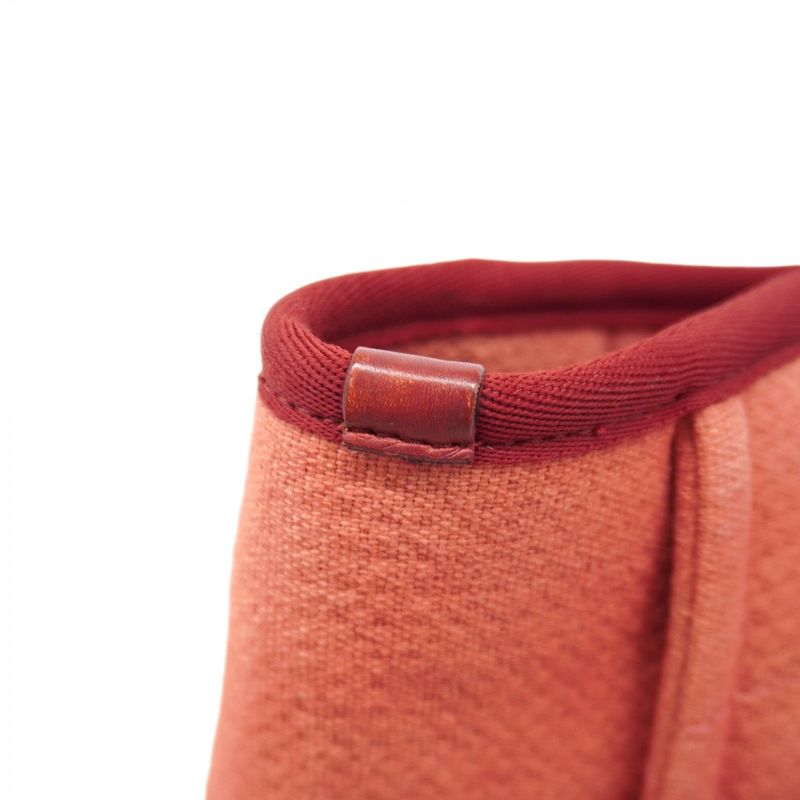 Chanel Shoulder Bag Deauville Canvas Red Silver Hardware Women