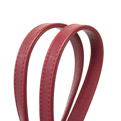 Chanel Shoulder Bag Deauville Canvas Red Silver Hardware Women