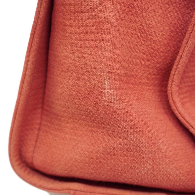 Chanel Shoulder Bag Deauville Canvas Red Silver Hardware Women