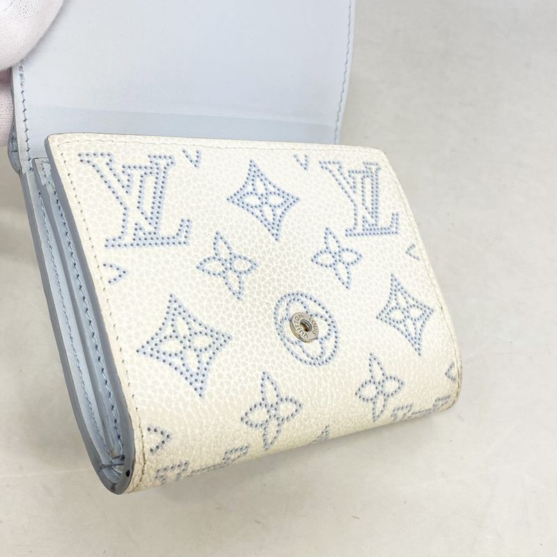 Louis Vuitton Wallet Mahina Portefeuille Iris Compact M11802 White Blue Women's