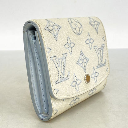 Louis Vuitton Wallet Mahina Portefeuille Iris Compact M11802 White Blue Women's