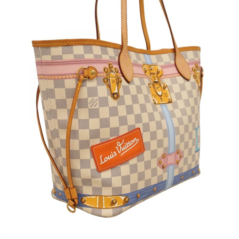 Louis Vuitton Tote Bag Damier Azure 2018 Summer Trunk Neverfull MM N41734 White