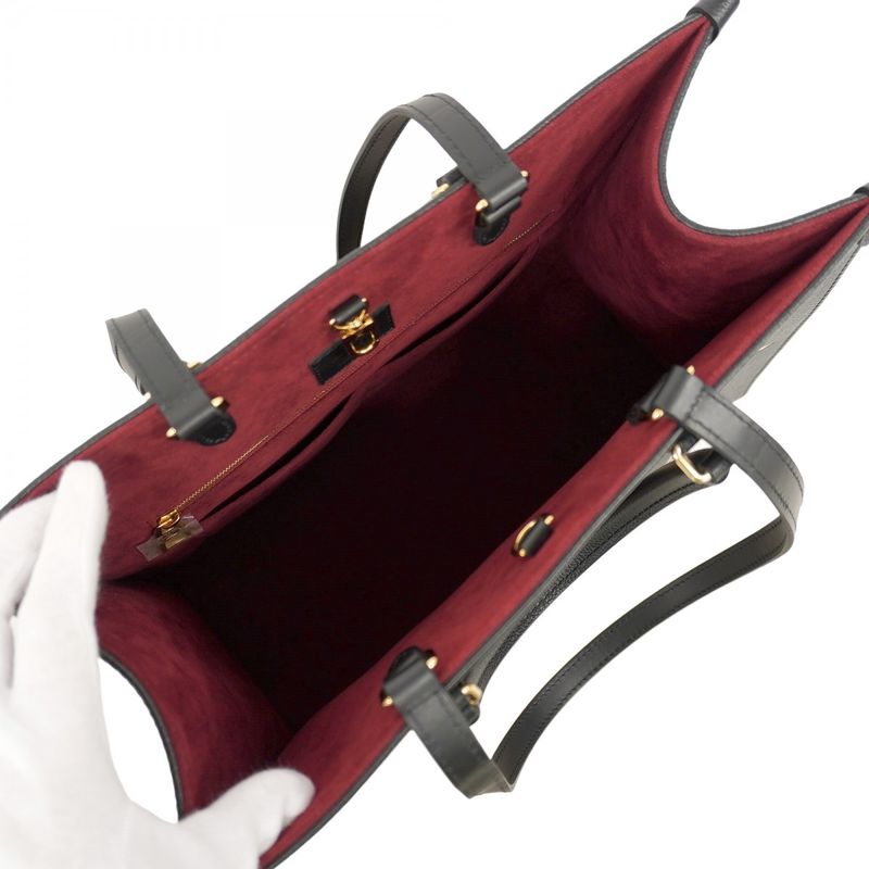 Louis Vuitton Tote Monogram/empreinte On-the-go MM M45495 Black Beige 2-way Bag