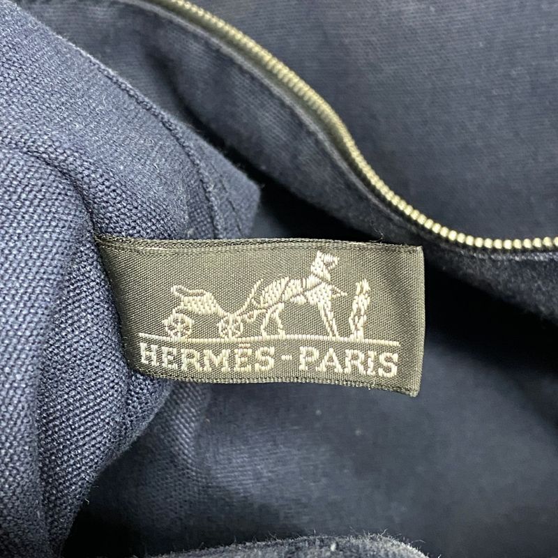 Hermes Tote Bag Fourre Tout MM Canvas Navy Silver Hardware Women