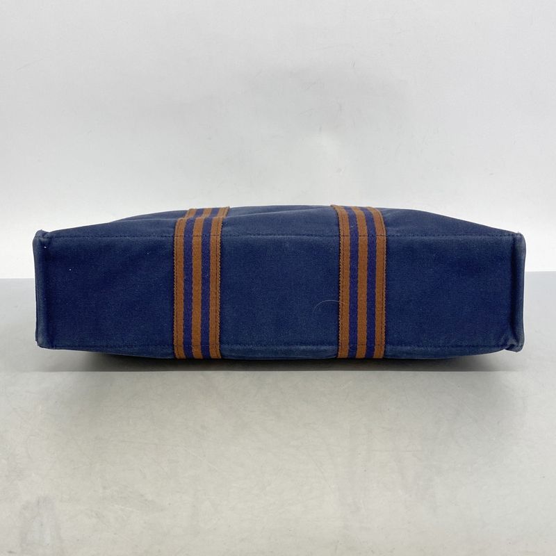 Hermes Tote Bag Fourre Tout MM Canvas Navy Silver Hardware Women