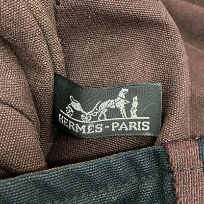 Hermes Shoulder Bag Fourre Tout Bassus PM Canvas Bordeaux Black Silver Hardware