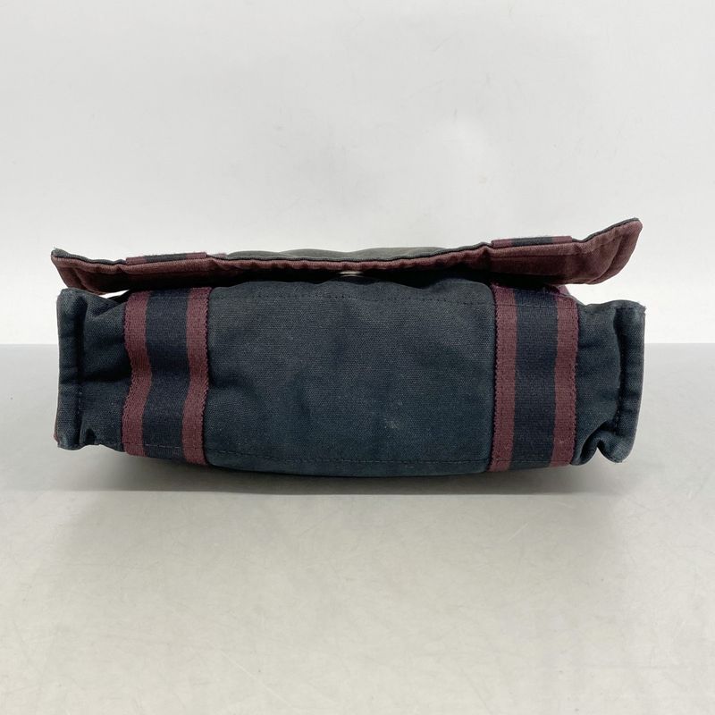 Hermes Shoulder Bag Fourre Tout Bassus PM Canvas Bordeaux Black Silver Hardware