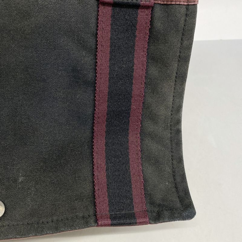 Hermes Shoulder Bag Fourre Tout Bassus PM Canvas Bordeaux Black Silver Hardware