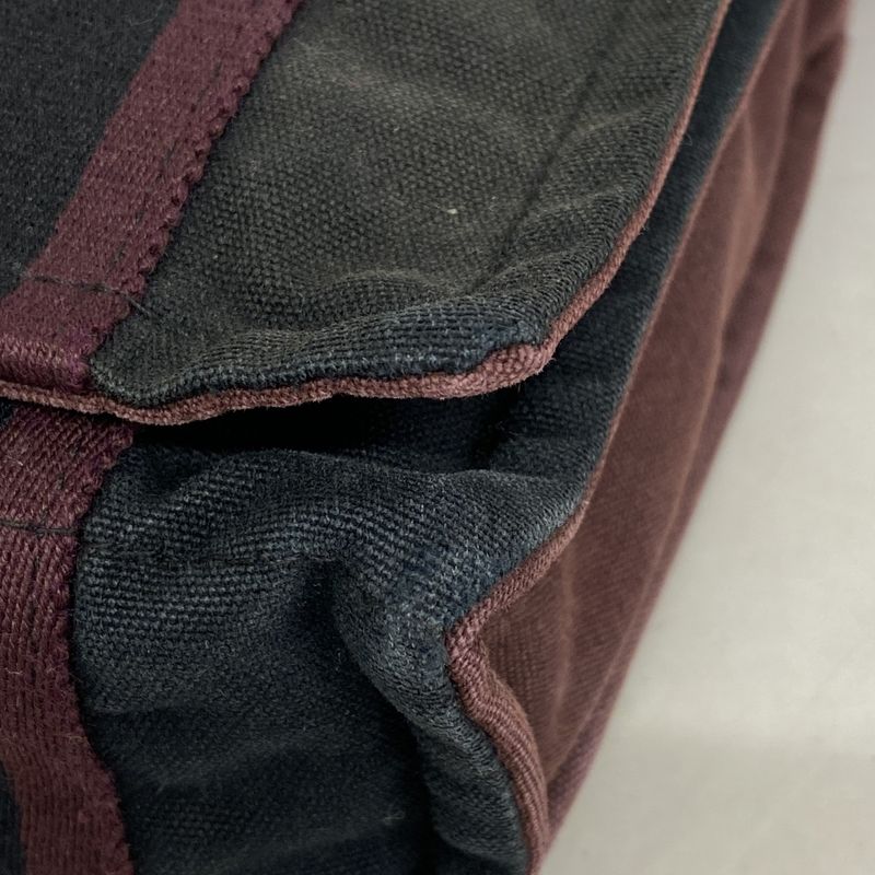 Hermes Shoulder Bag Fourre Tout Bassus PM Canvas Bordeaux Black Silver Hardware