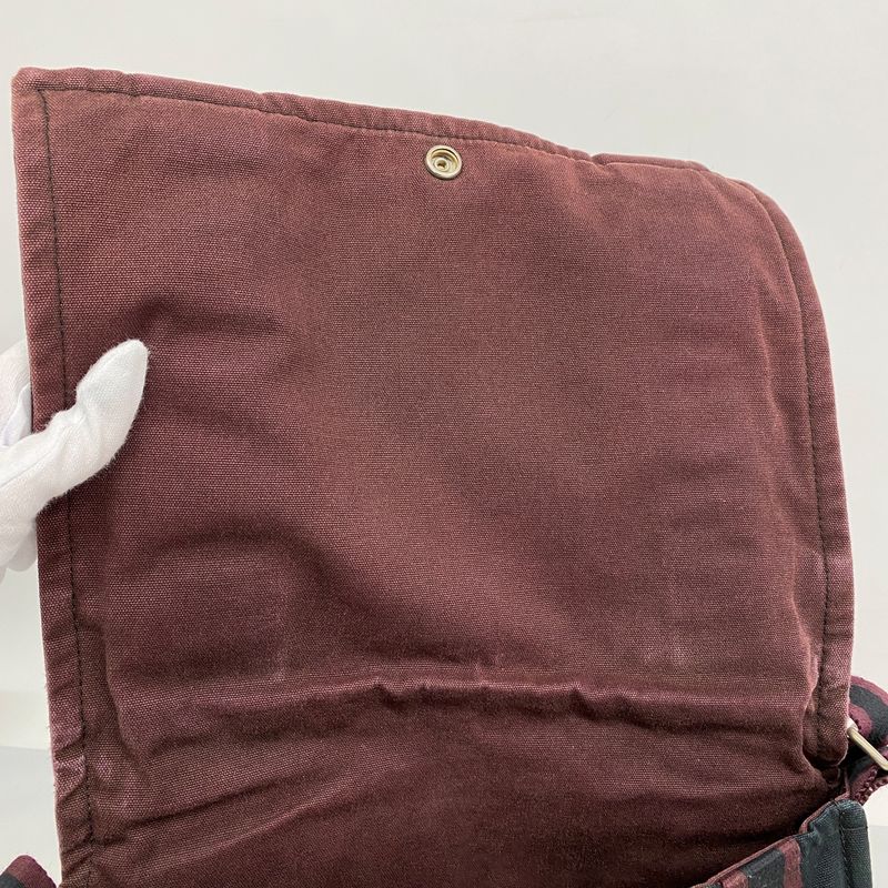 Hermes Shoulder Bag Fourre Tout Bassus PM Canvas Bordeaux Black Silver Hardware