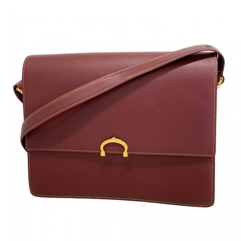 Cartier Shoulder Bag Must Leather Bordeaux Gold Hardware Women