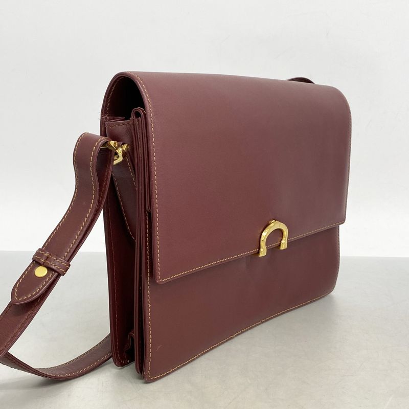 Cartier Shoulder Bag Must Leather Bordeaux Gold Hardware Women