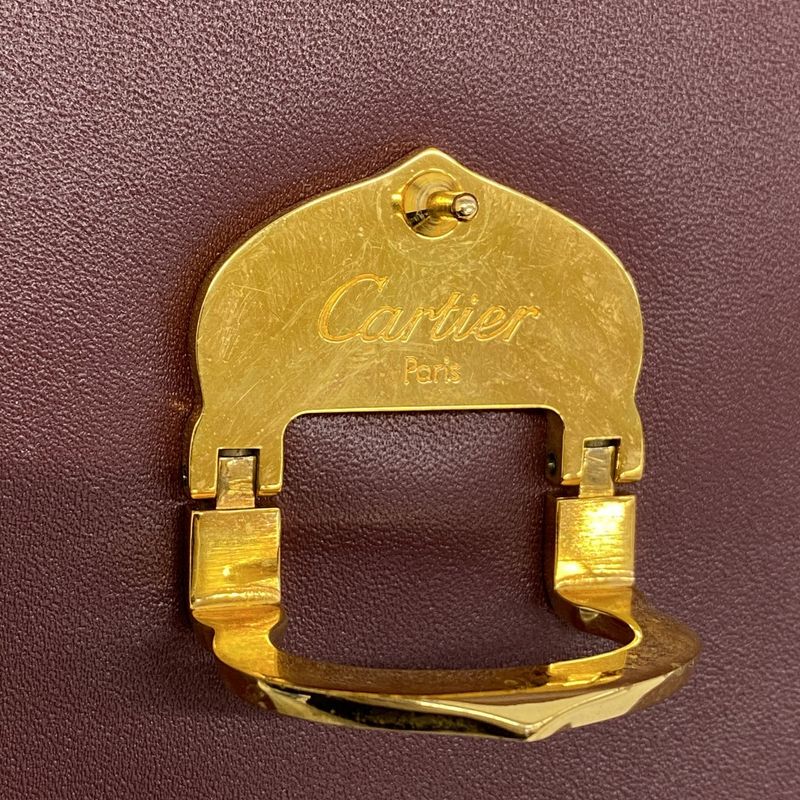 Cartier Shoulder Bag Must Leather Bordeaux Gold Hardware Women
