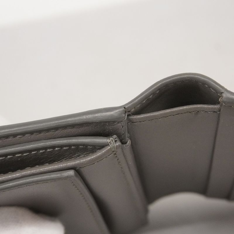 Celine Wallet Strap Leather Gray Gold Hardware Women