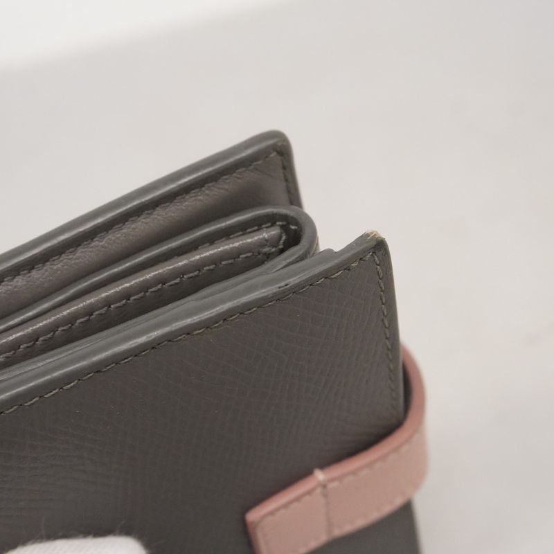 Celine Wallet Strap Leather Gray Gold Hardware Women