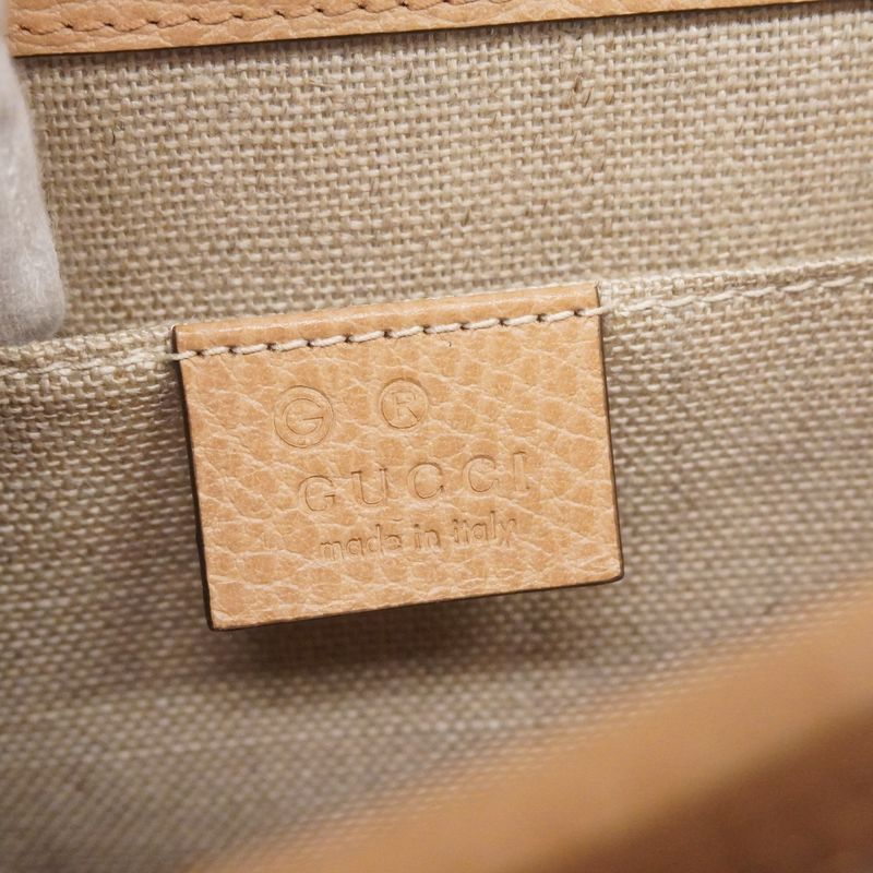 Gucci Shoulder Bag Interlocking G 510304 Leather Beige Chien Pan Gold Hardware