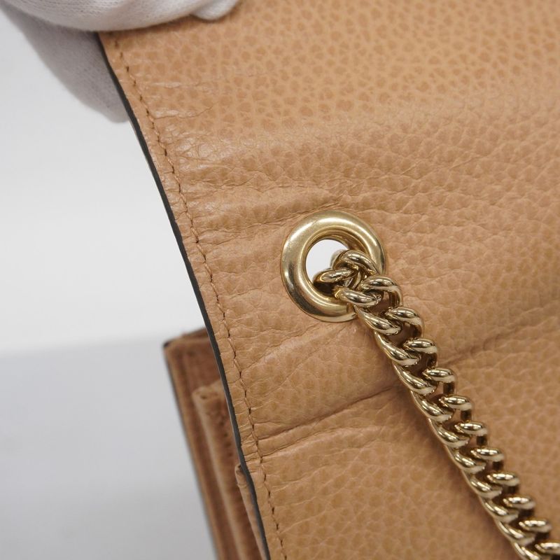 Gucci Shoulder Bag Interlocking G 510304 Leather Beige Chien Pan Gold Hardware