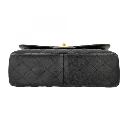 Chanel Shoulder Bag Deca Matelasse Caviar Skin Black Gold Hardware Women