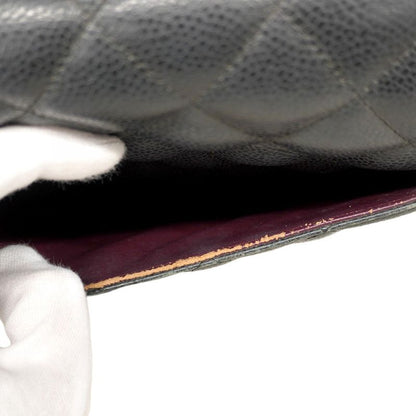 Chanel Shoulder Bag Deca Matelasse Caviar Skin Black Gold Hardware Women